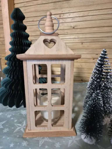 Lanterne coeur et sa bougie miel
